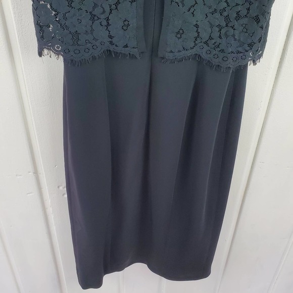 Rebecca Taylor Navy Blue Sleeveless Crew Neck Lace Sheath Cocktail Dress Size 2 - Picture 8 of 12